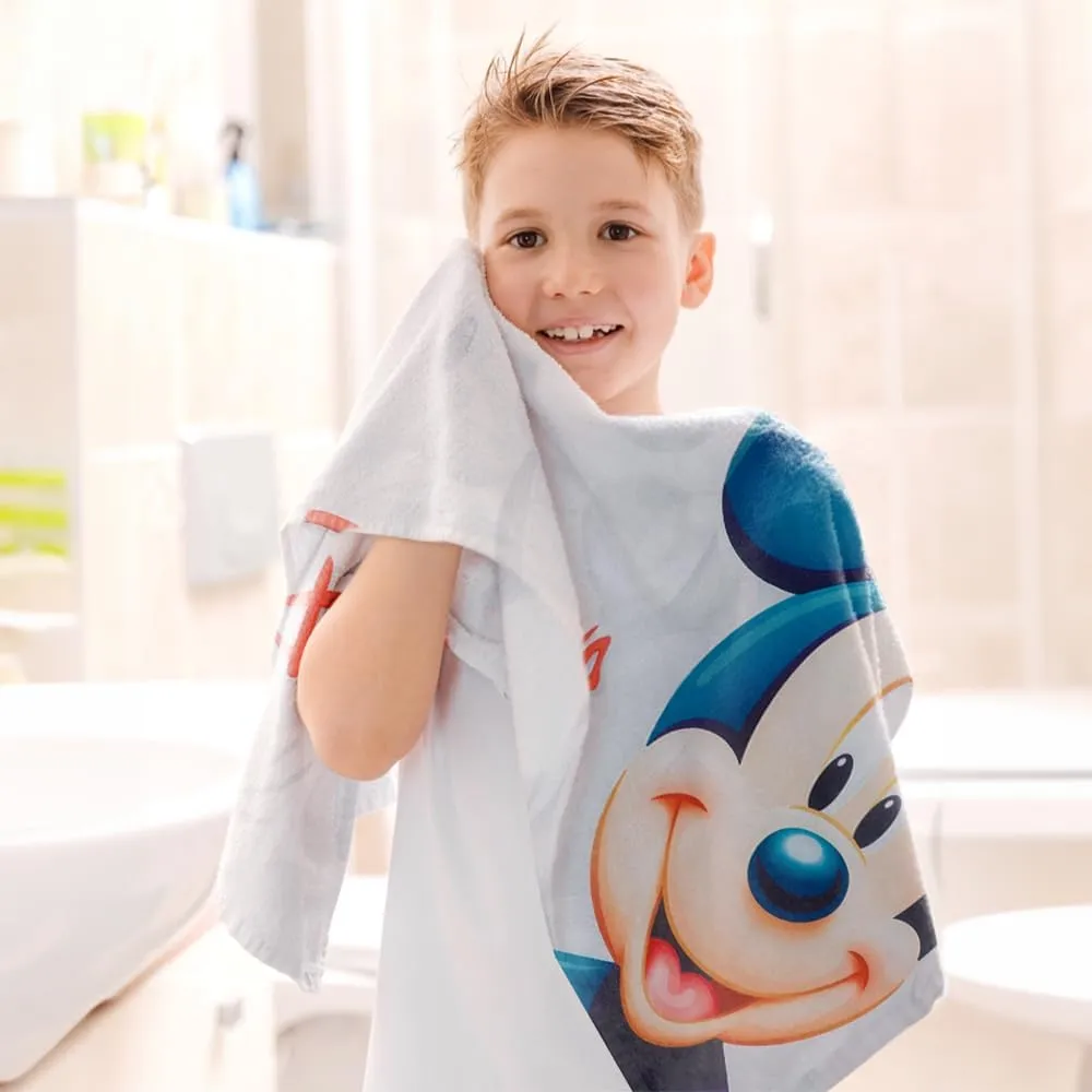 Kuber Industries Disney Mickey Mouse Microfiber Soft Kids Bath Towel-Pack of 5 (White)