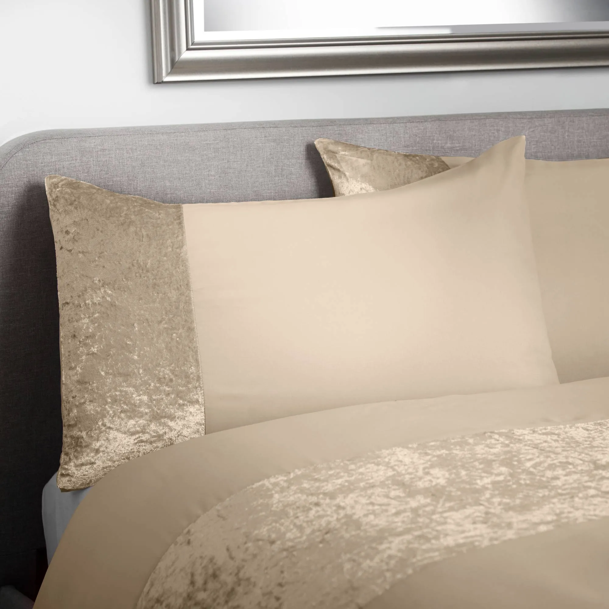 Lewis's Amelia Crushed Velvet Duvet Set - Champagne