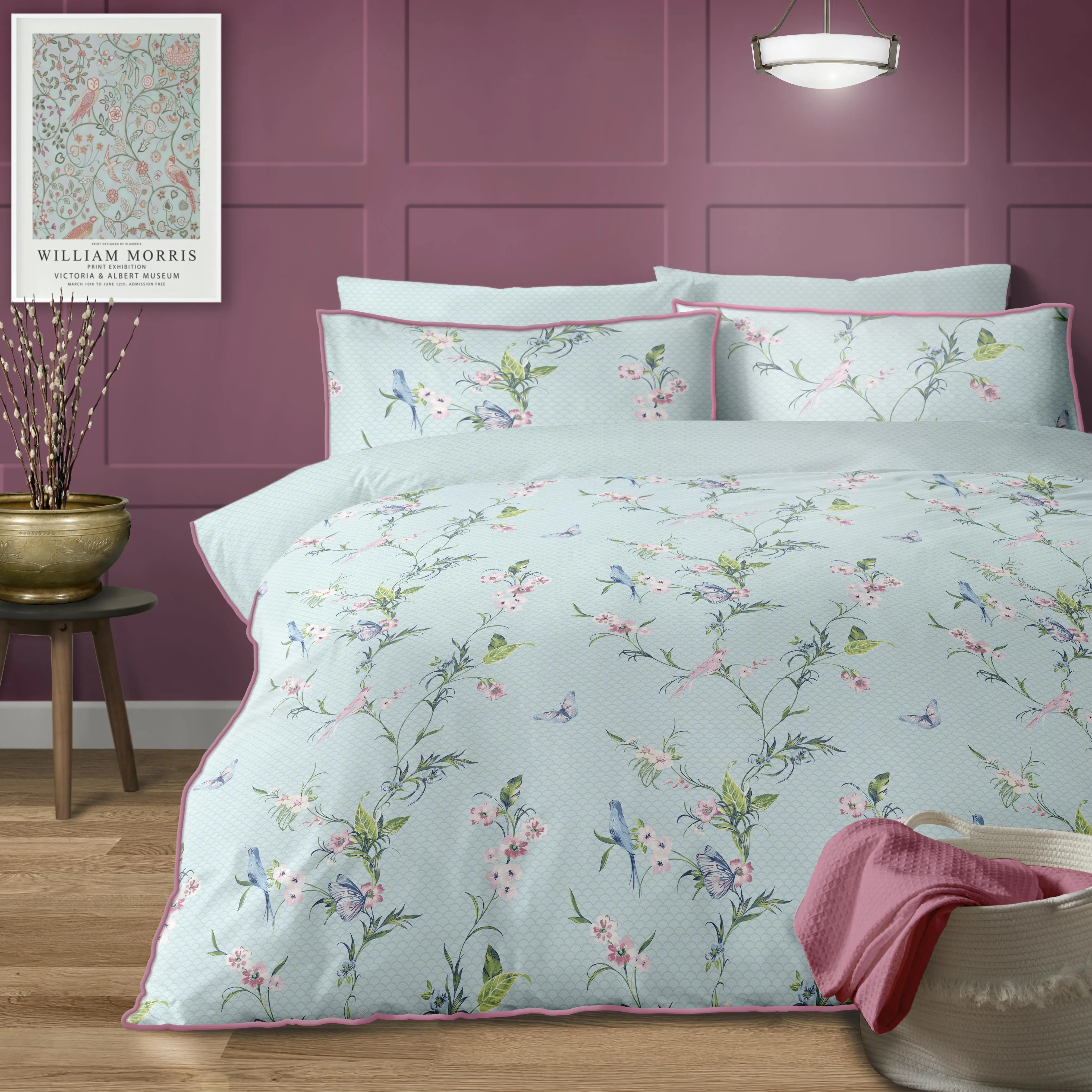 Lewis's Summer Palace Duvet Set - Duck Egg