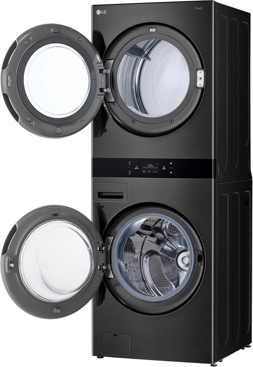 LG WashTower Stacked SMART 5.0 Cu.Ft. Front Load Washer & 7.4 Cu.Ft. Dryer w/ Steam