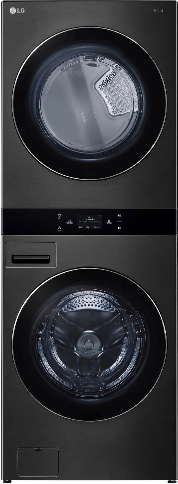 LG WashTower Stacked SMART 5.0 Cu.Ft. Front Load Washer & 7.4 Cu.Ft. Dryer w/ Steam