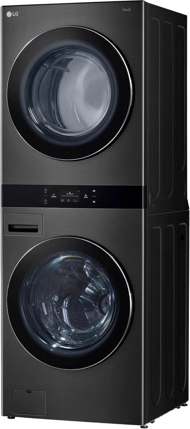 LG WashTower Stacked SMART 5.0 Cu.Ft. Front Load Washer & 7.4 Cu.Ft. Dryer w/ Steam