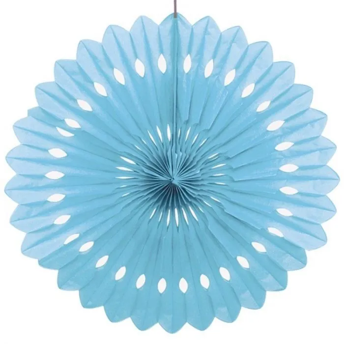 Light Blue Paper Fans, 5 Sizes