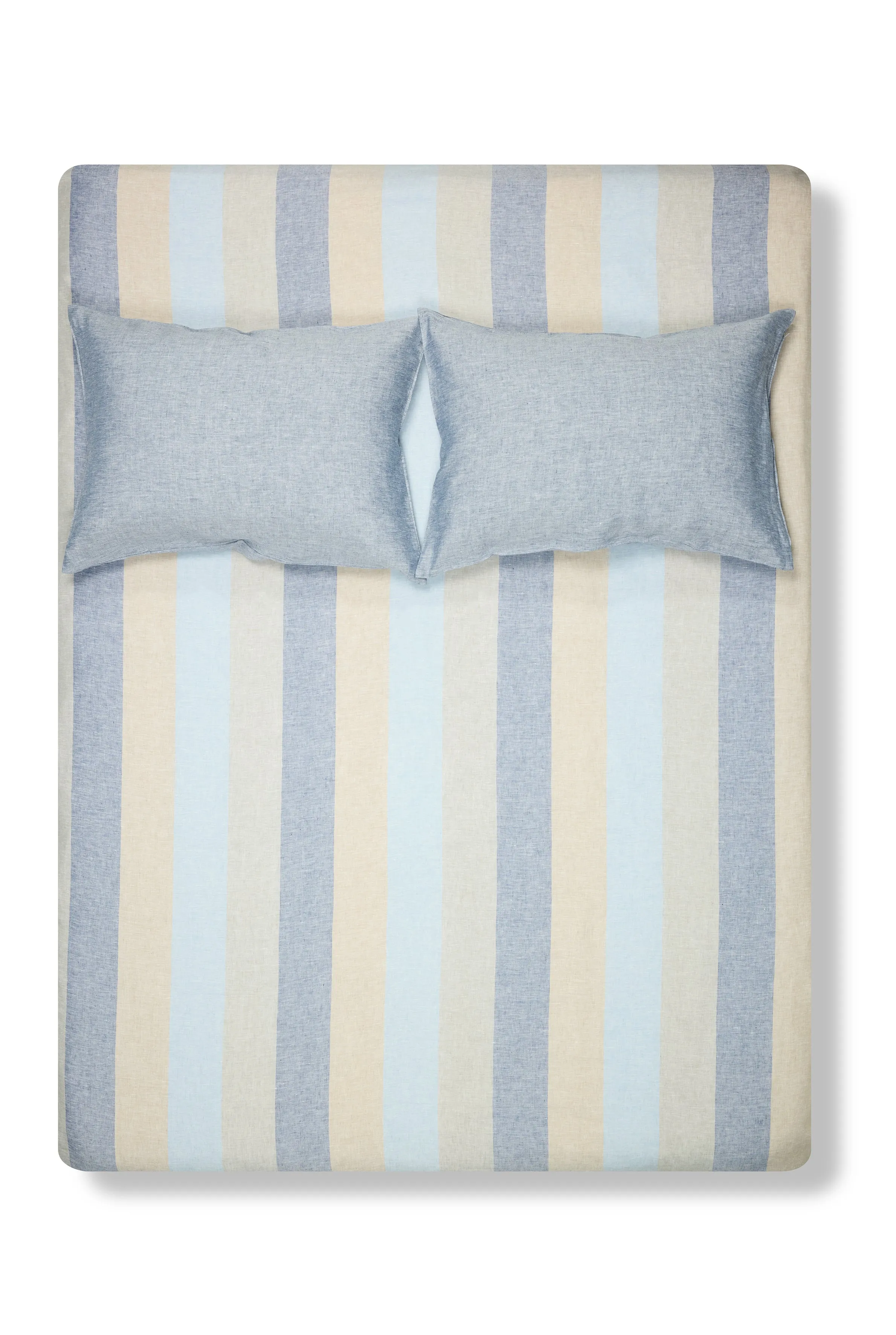 Linen Bedding Riviera Striped in Color Marine Blue - Yarn Dyed