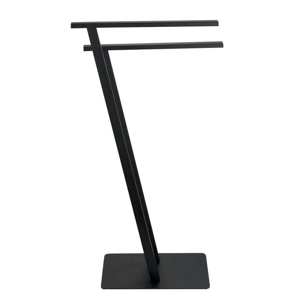 Lirio 2 Rail Freestanding Towel Rack Black