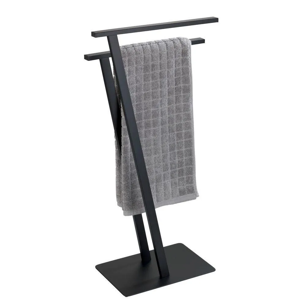 Lirio 2 Rail Freestanding Towel Rack Black