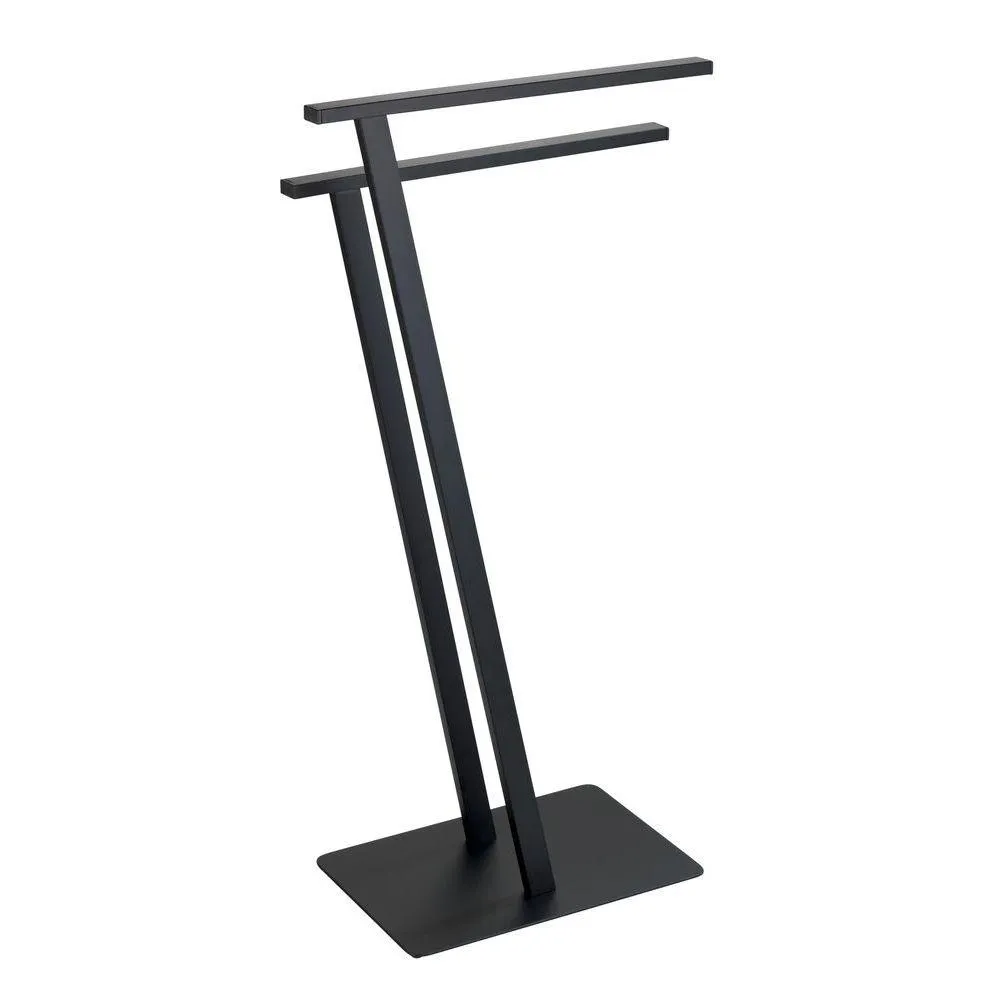 Lirio 2 Rail Freestanding Towel Rack Black