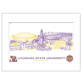 LSU Tigers Matted Campus Wall Art 11" x 14"