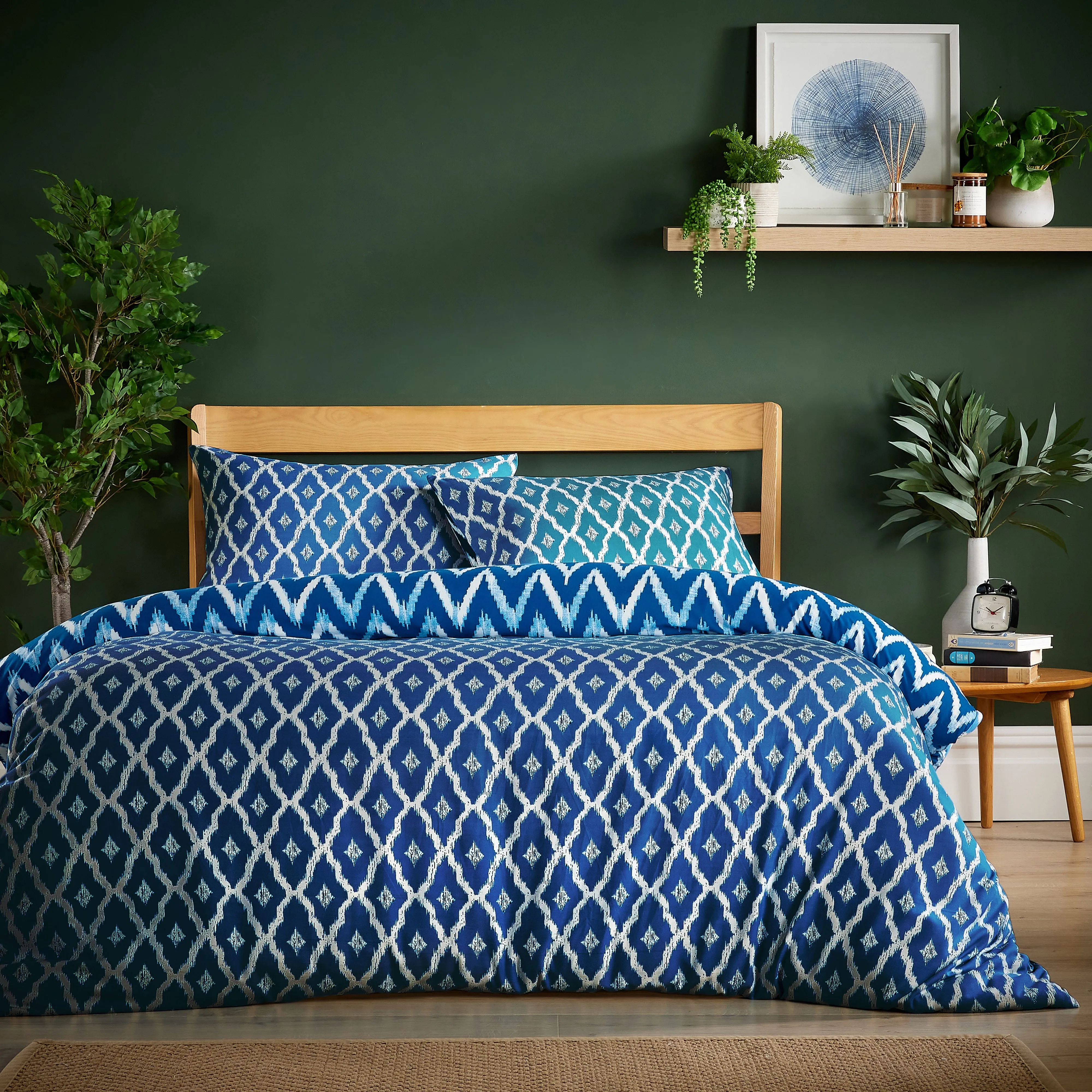 Madiera Sapphire Super Soft Flannel Duvet Cover Set with Pillowcases Warm & Cosy Quilt Bedding in Multiple Sizes Available by OLIVIA ROCCO