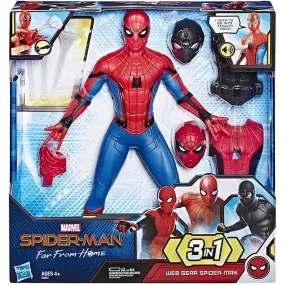 Marvel Spider-Man: Far from Home Deluxe 13-Inch-Scale Web Gear Spider-Man Action Figure with Sound Fx, Suit Upgrades, and Web Blaster Accessory