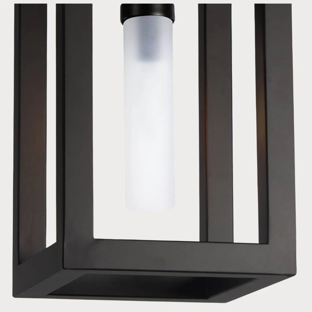 Matte Black Metal Montecito Outdoor/Indoor Pendant Lantern - Small