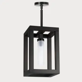 Matte Black Metal Montecito Outdoor/Indoor Pendant Lantern - Small