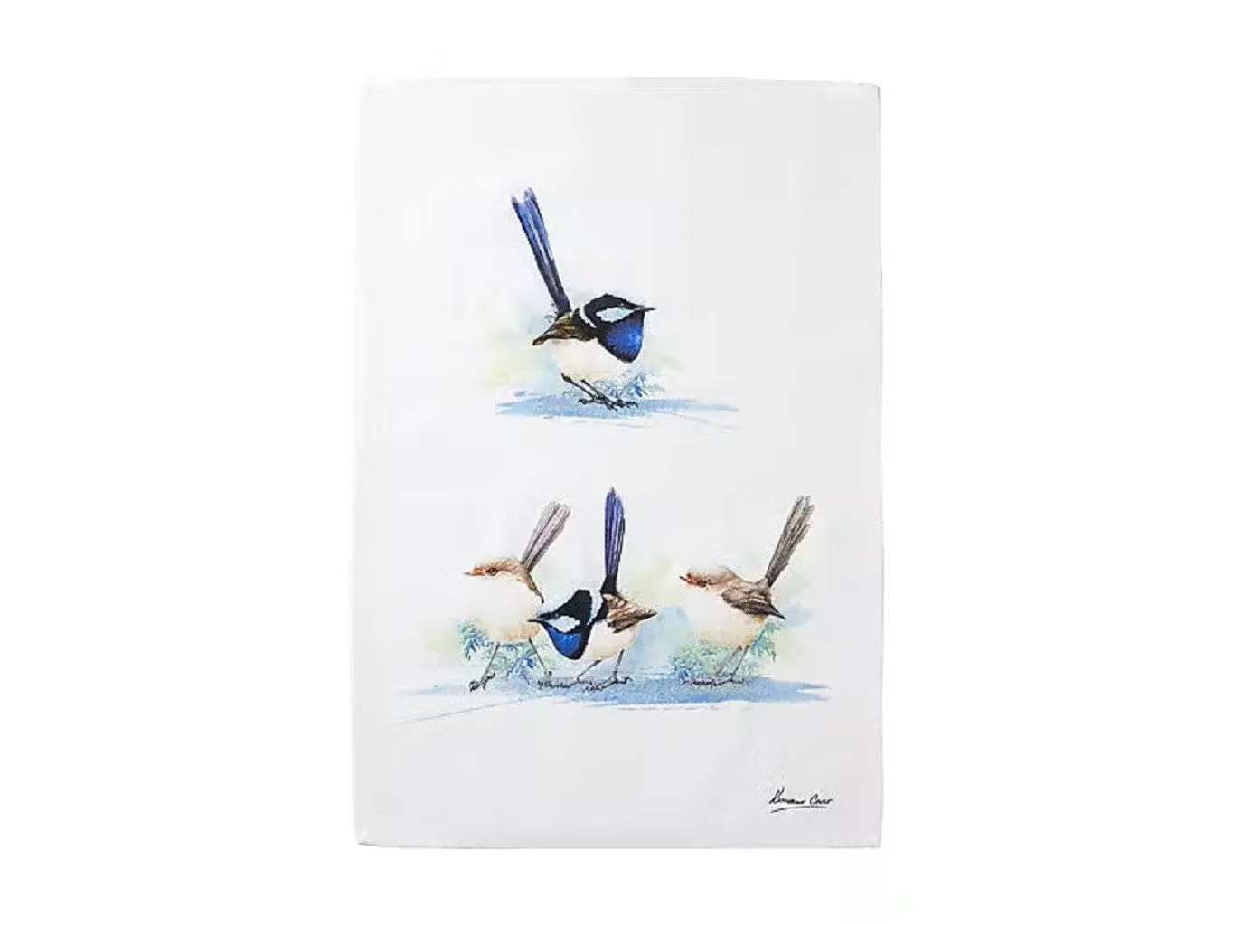 Maxwell & Williams Katherine Castle Bird Life Tea Towel 50x70cm Blue Wren