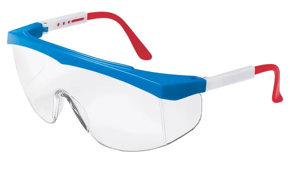 MCR Safety SS1 Red/White/Blue Frame, Clear Lens