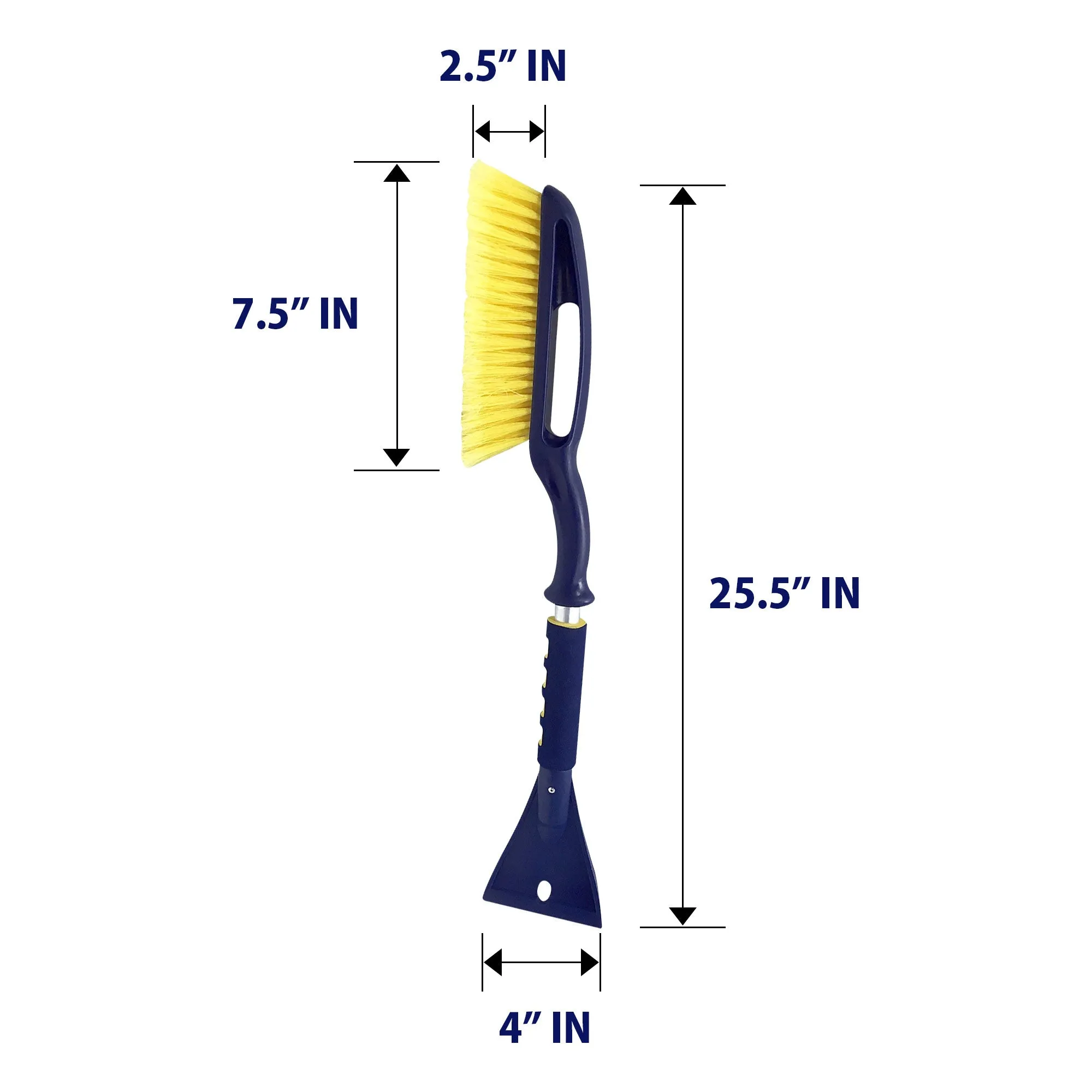 Michelin Heavy Duty 25 Inch Snow Brush with Ice Scraper, Blue Yellow Gray, Lightweight Aluminium Shaft, Ergonomic Handle with Power Scraping Grip Design, for Snow, Ice, Slush, Car, SUV, Truck