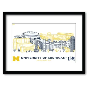 Michigan Wolverines Framed Campus Wall Art 11" x 14"