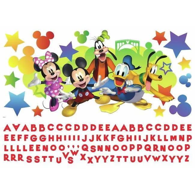 Mickey & Friends Peel and Stick Giant Wall Decals with Alphabet for Personalization