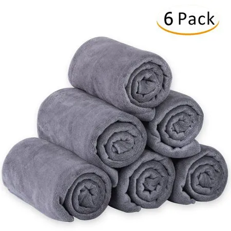 Microfiber Bath Towel Set(6 Pack, 27" x 55")