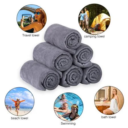 Microfiber Bath Towel Set(6 Pack, 27" x 55")