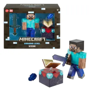 Minecraft Diamond Level Steve Action Figure, 3 Accessories, 5.5-in Collector Scale