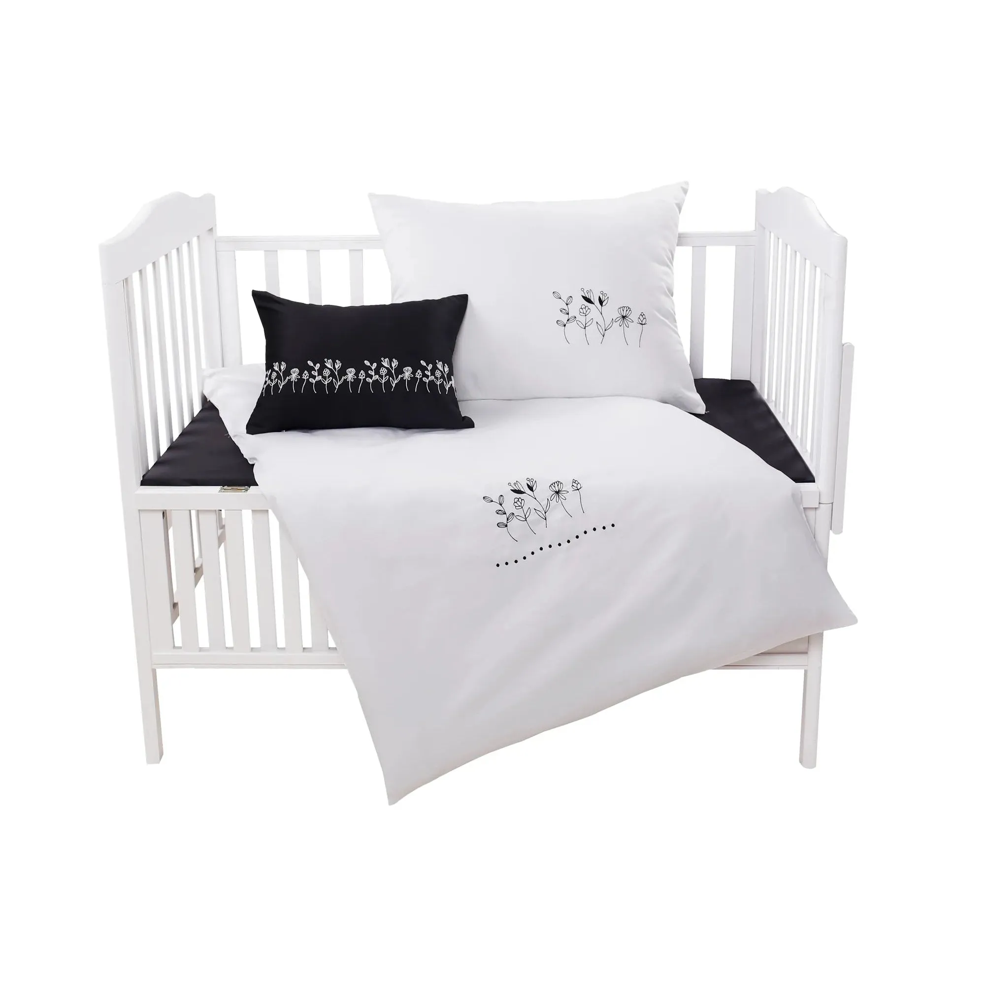 Mini Manilla Baby Solid Signature Crib Set Black/White