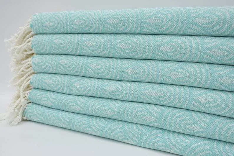 Mint Green Waves 100% Cotton Towel