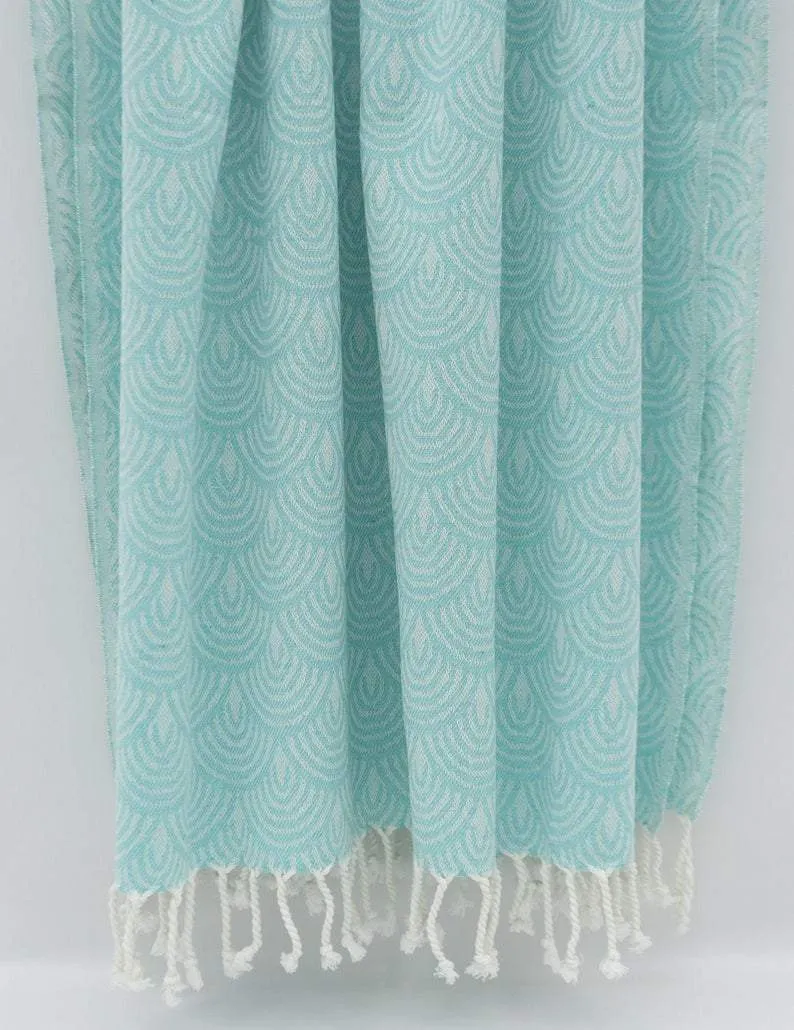 Mint Green Waves 100% Cotton Towel