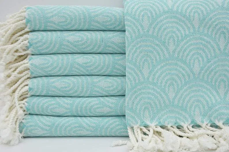 Mint Green Waves 100% Cotton Towel