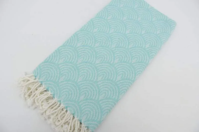 Mint Green Waves 100% Cotton Towel