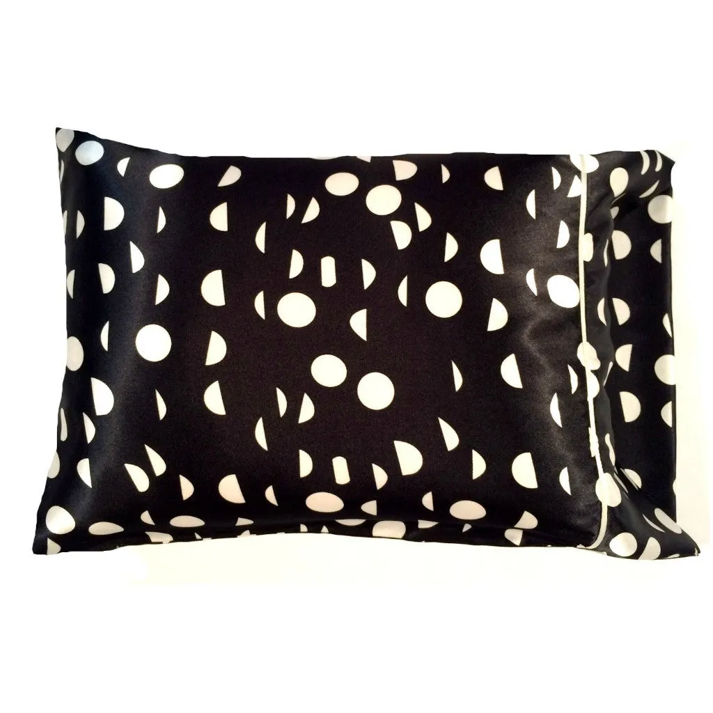 Modern Geometric Pillow Design. Black with White Circles, Half Circles