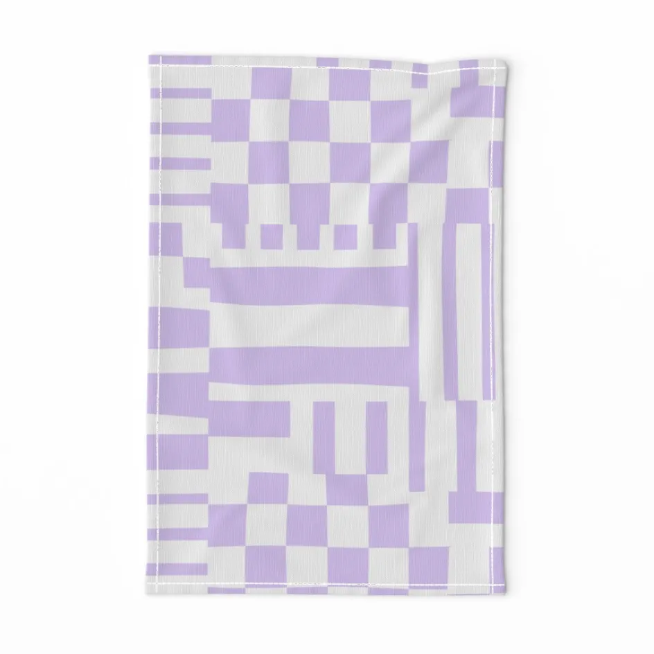 Modern Patchwork Tea Towel - Lilac