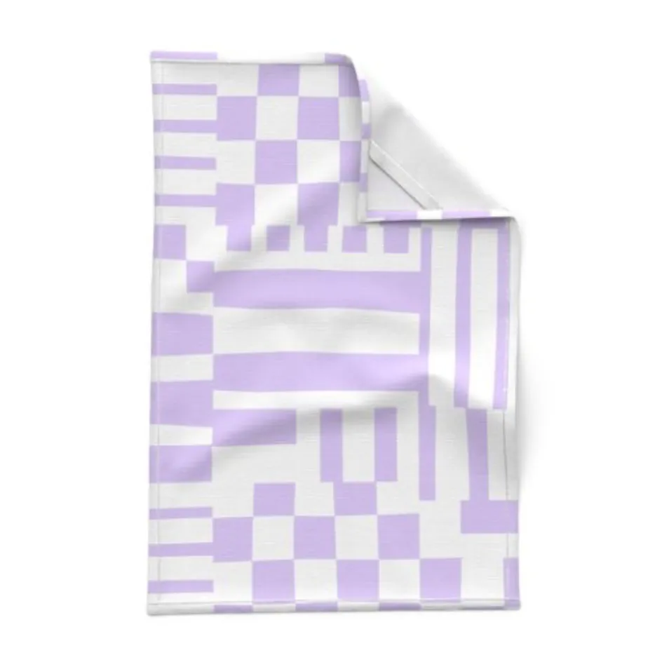 Modern Patchwork Tea Towel - Lilac