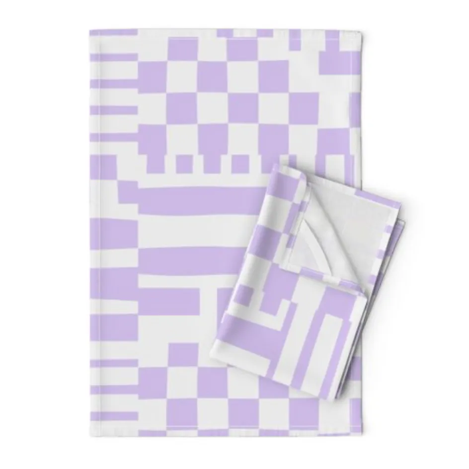 Modern Patchwork Tea Towel - Lilac