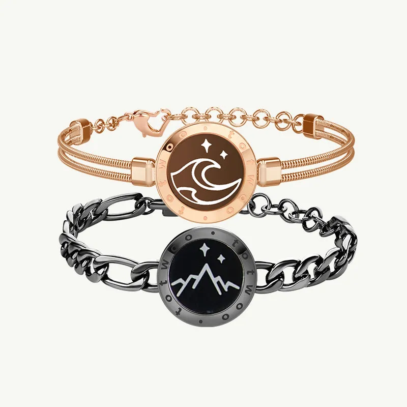 Mountain&Sea Touch Bracelets (Black Figaro Chain Rose Gold Snake Chain)