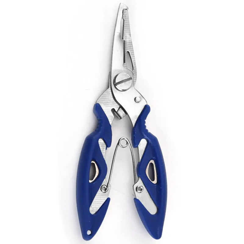 Multifunctional Fishing Pliers Scissors Narrow Serrated Nose Spring-Assist Jaw Fishing Tongs Braid Line Lure Cutter Hook Remover