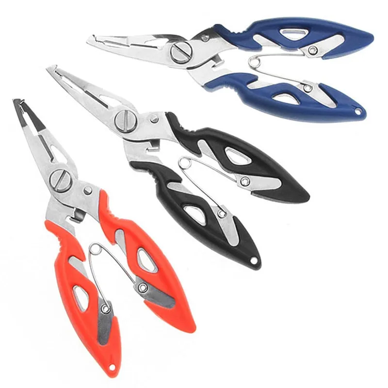 Multifunctional Fishing Pliers Scissors Narrow Serrated Nose Spring-Assist Jaw Fishing Tongs Braid Line Lure Cutter Hook Remover