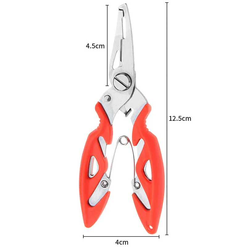 Multifunctional Fishing Pliers Scissors Narrow Serrated Nose Spring-Assist Jaw Fishing Tongs Braid Line Lure Cutter Hook Remover