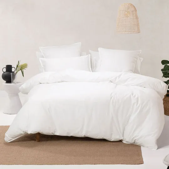 Nara White European Pillowcase by Linen House