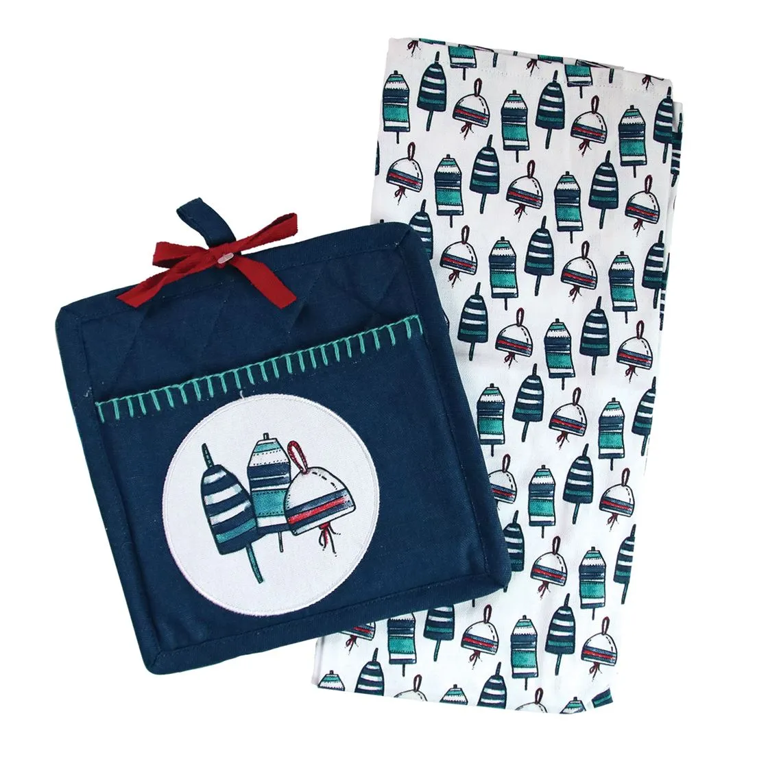 Nautical Buoy Dish Towel & Pot Holder Set