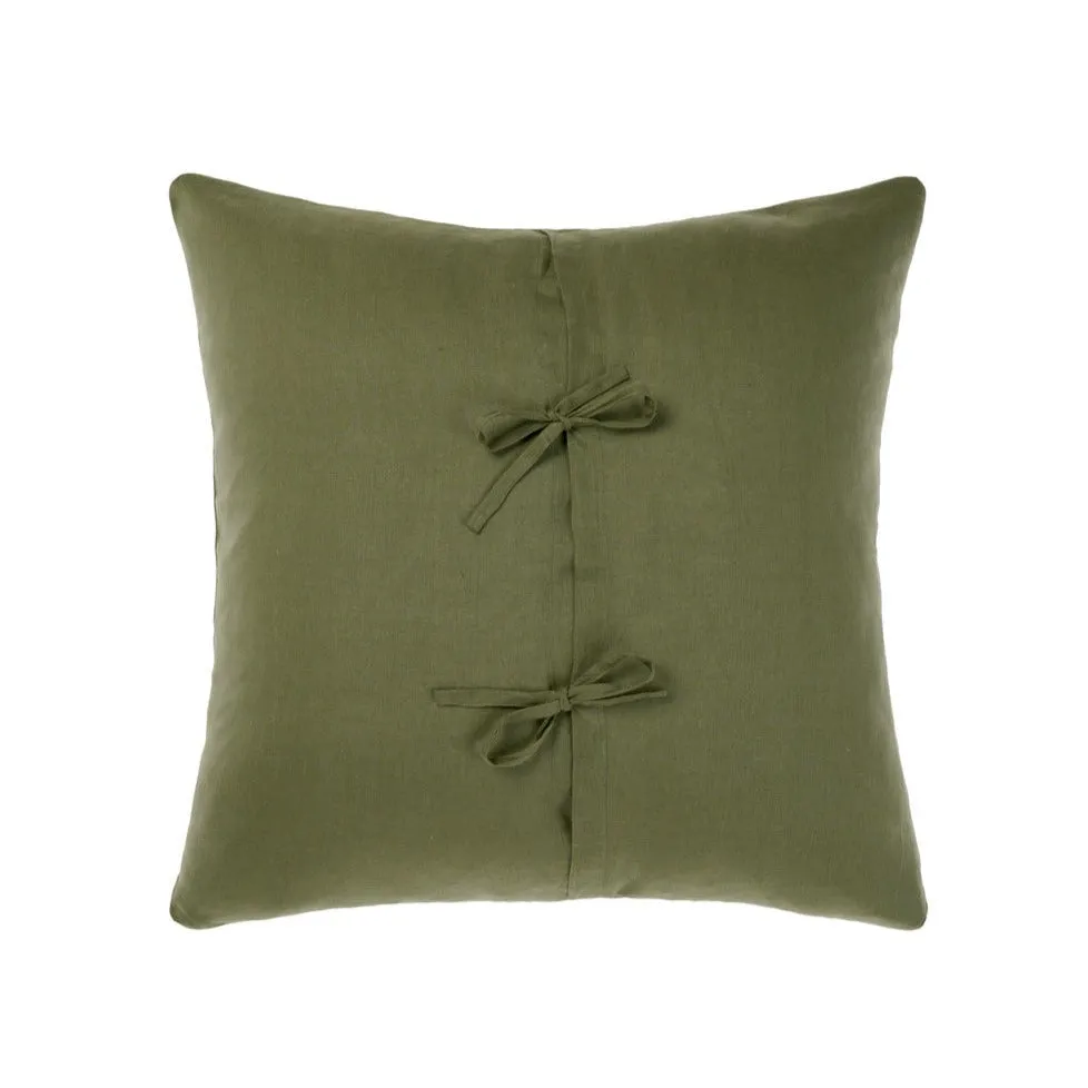 Nimes Moss Linen European Pillowcase by Linen House