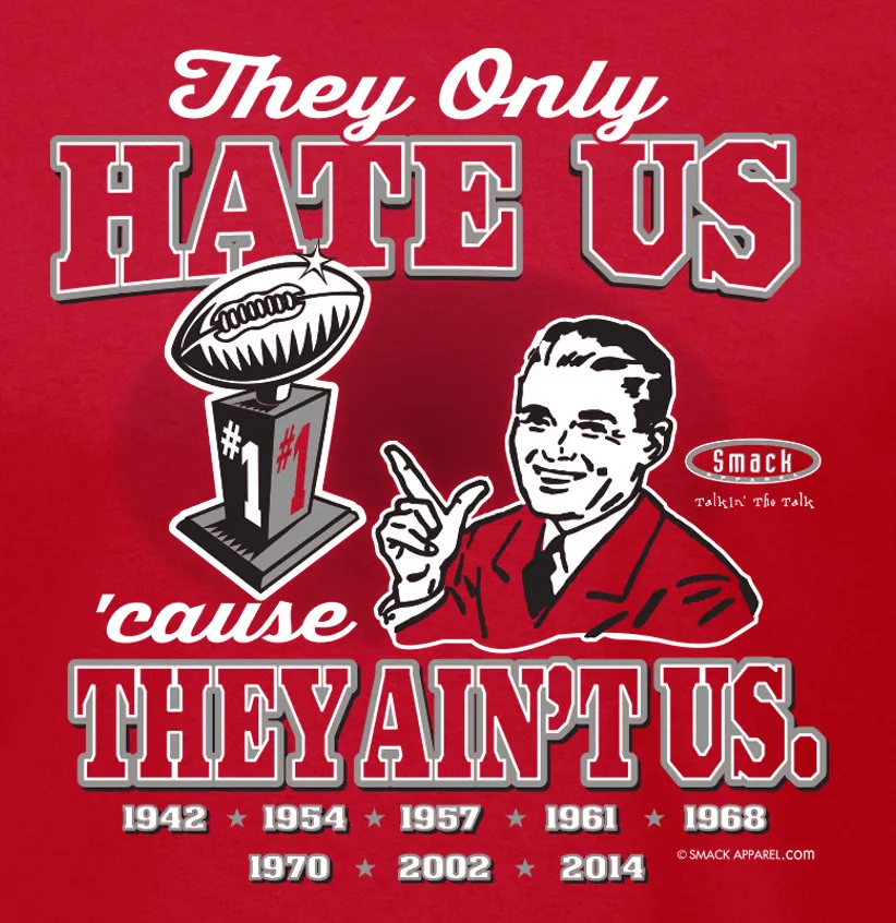 Ohio State Football Fans. They Only Hate Us Cause They Ain't Us Red T-Shirt (S-5X)