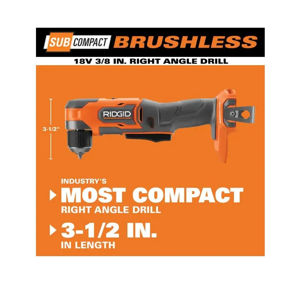 Open Box -  RIDGID 18V SubCompact Brushless Cordless 3/8 in. Right Angle Drill (Tool Only)