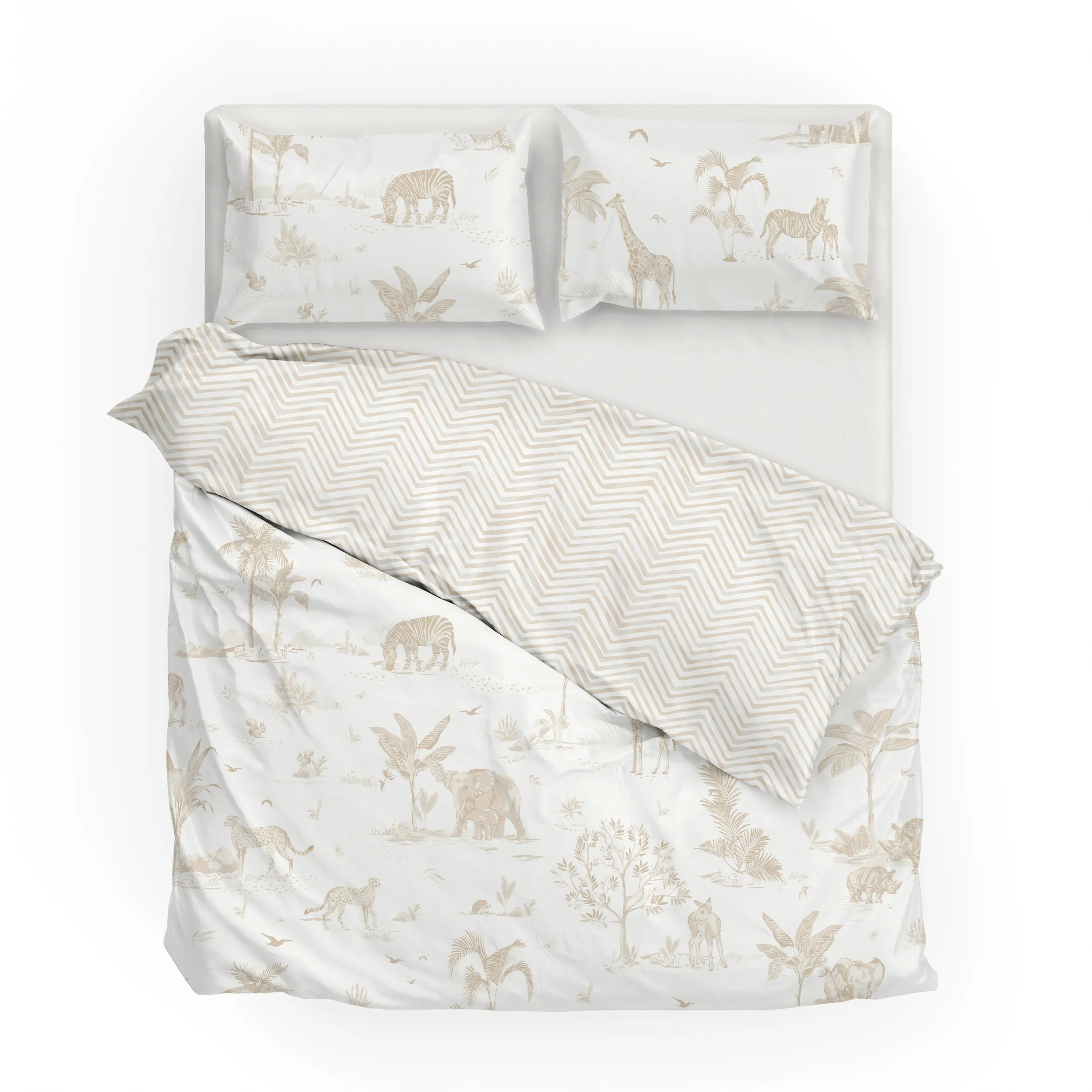 Organic Duvet Cover - Safari & Herringbone