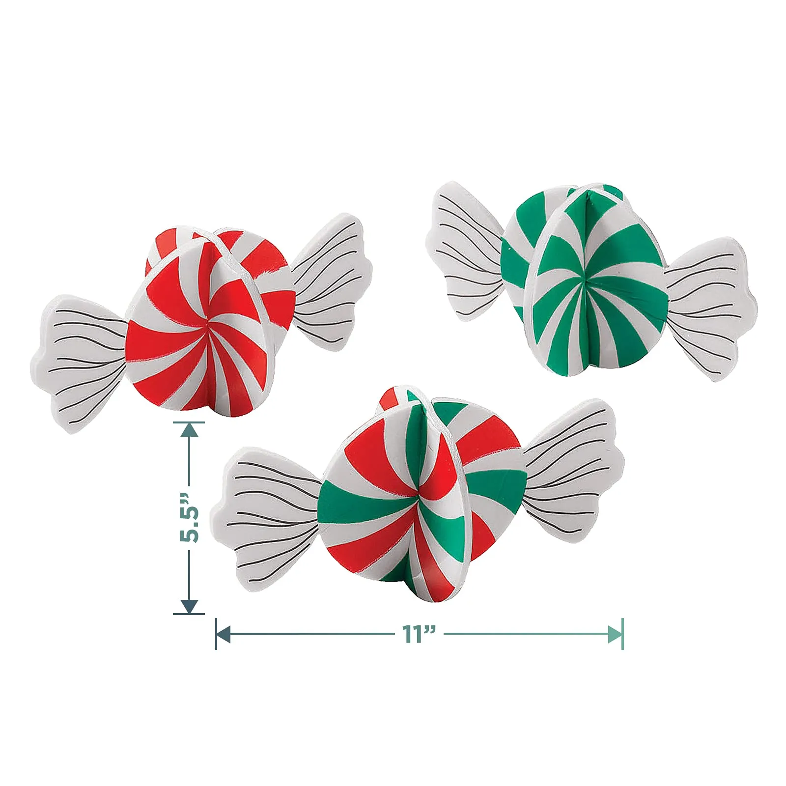 Peppermint Christmas Party Supplies - Peppermint Swirl Hanging Paper Fans and Table Centerpiece Decorations