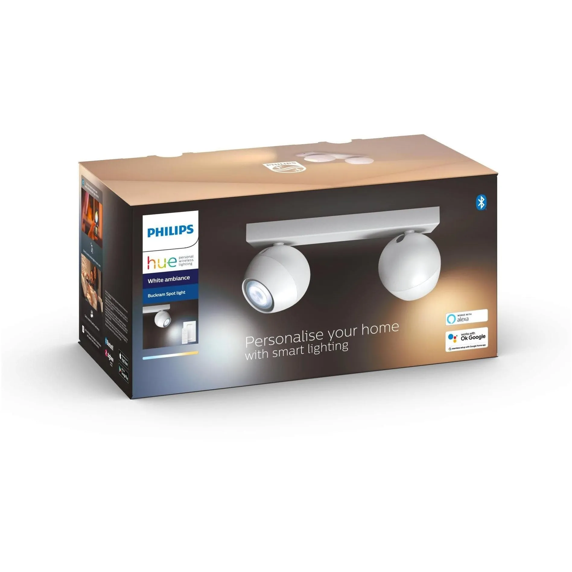 Philips Hue Buckram mit Dimmschalter (2er-Spot, Weiss)