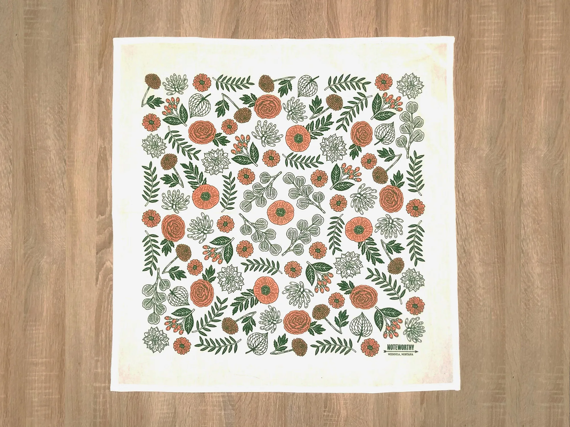 Pink & Green Flora Tea Towel