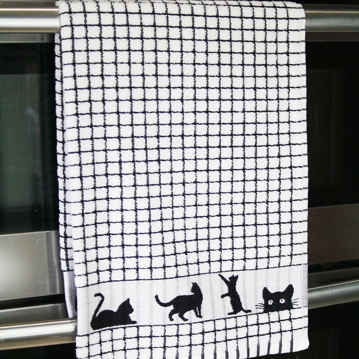 Poli-Dri Black Cat Cotton Jacquard Tea Towel