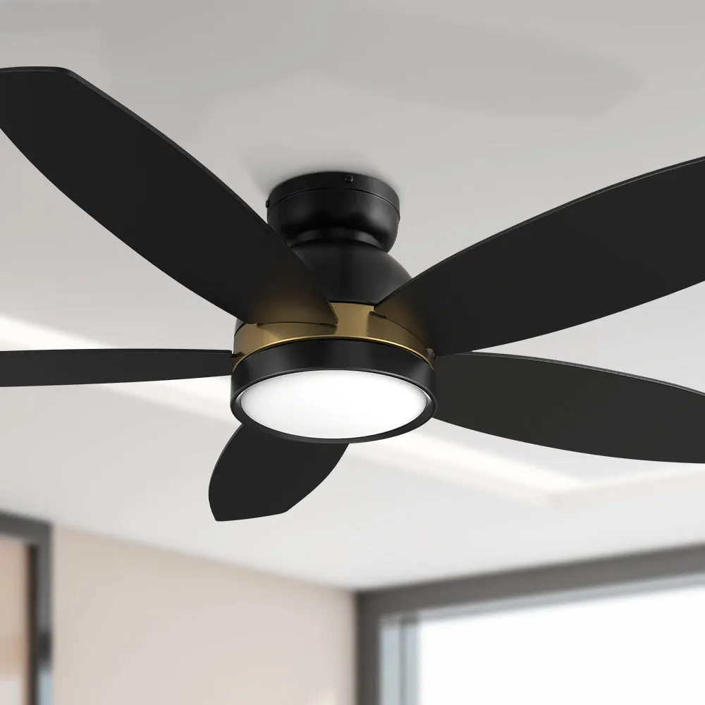 Povjeta Low Profile Ceiling Fan with LED Light and remote 48 inch