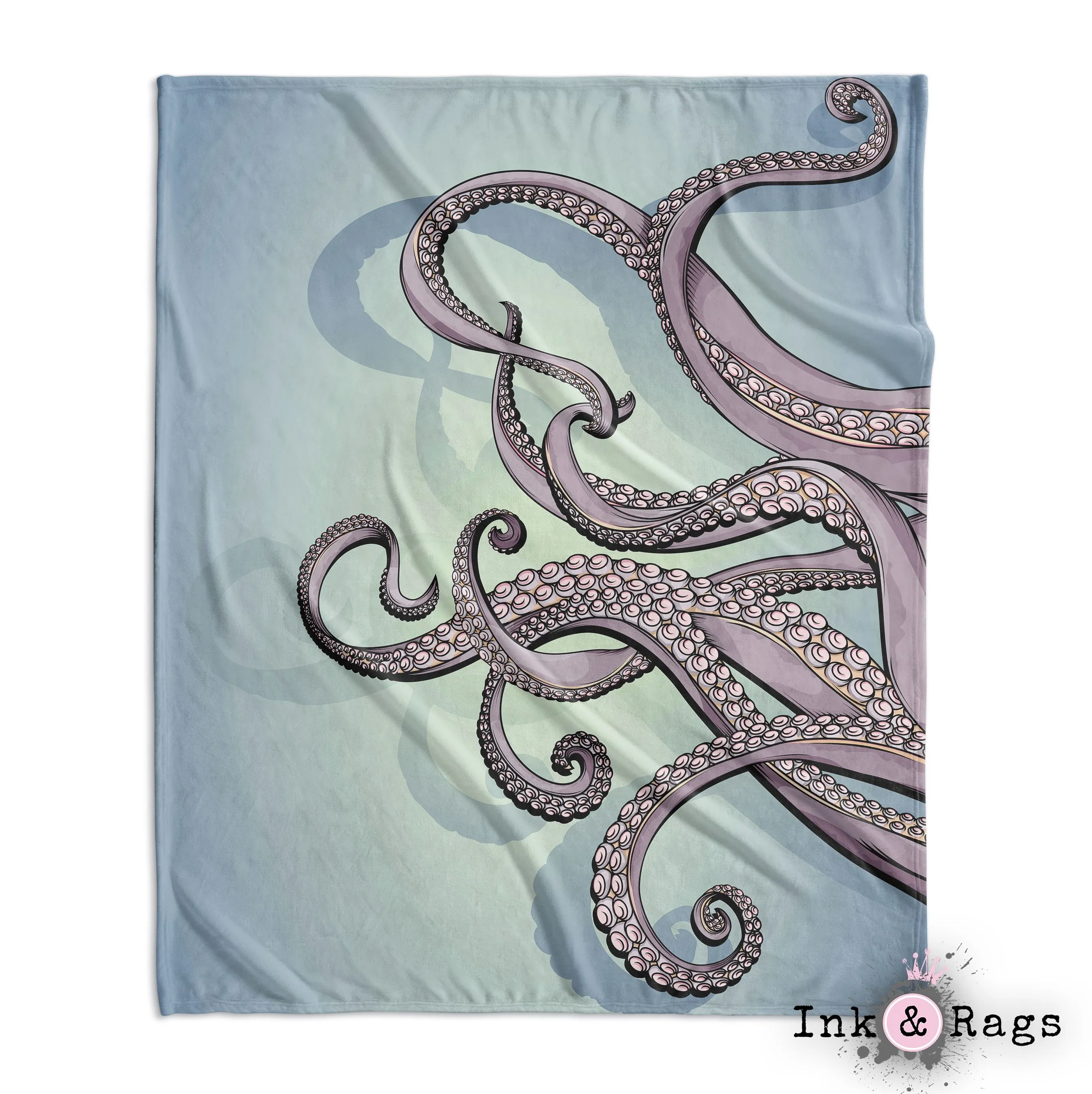 Purple Tentacle Octopus Sea Blue Green Crib and Toddler Bedding Collection