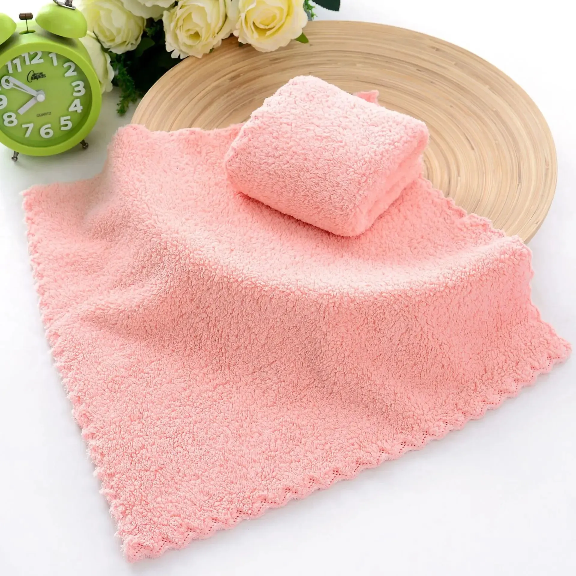 Quick Microfiber Dry Clean Handkerchief Supplies Coral Velvet Face Towel Absorbent High-density Square Hand Towel Cleaning Wipes